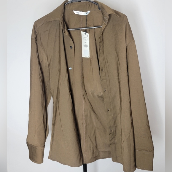 Zara Tailored Brown Shirt - Picture 3 of 9